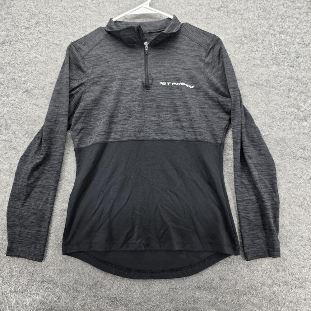 1st Phorm Pullover Womens Small Black Gray Quarter Zip Performance Made in USA